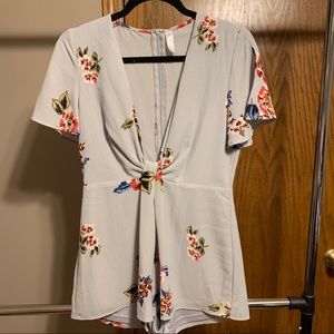 Gray Floral Romper